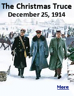 The Christmas Truce was a series of widespread, unofficial ceasefires that took place along the Western Front around Christmas 1914, during World War I. The Truce lasted all day; in places it ended that night, but on other sections of the line it held over Boxing Day and in some areas, a few days more.  In fact, there were parts on the front where the absence of aggressive behavior was conspicuous well into 1915.